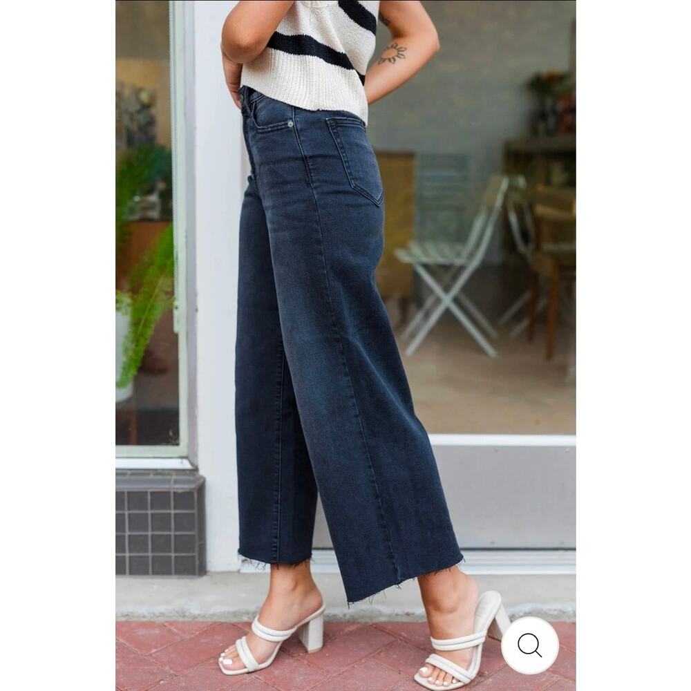 The After Midnight Black Wide Leg Cropped Jeans by Hidden Jeans 32 - Picture 11 of 11